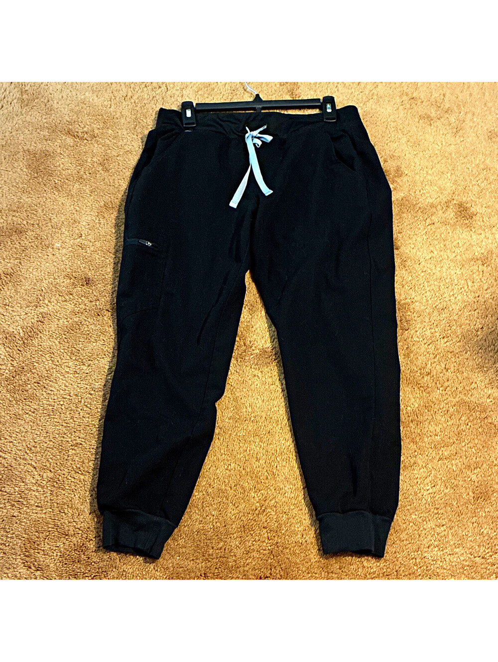 FIGS Black Medical Scrub Jogger Pants Elastic Waist Zipper Pocket Petite medium